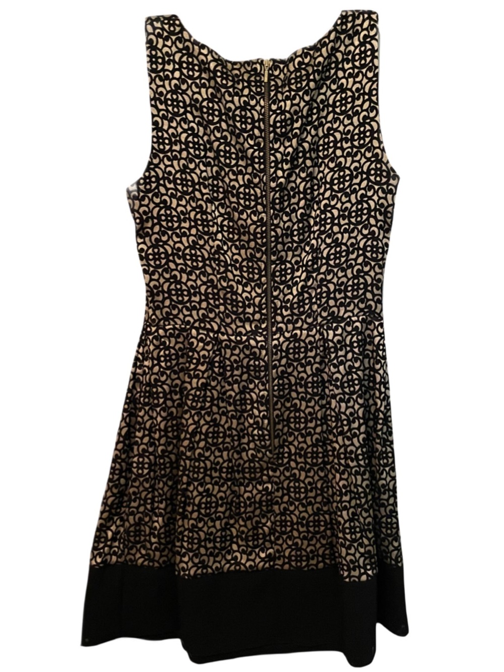 Closet Black and Gold Brocade Patterned Sleeveless Fit & Flare Dress
